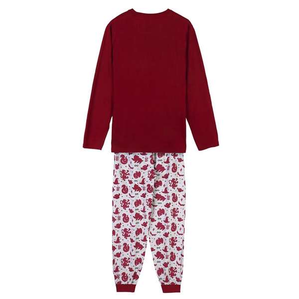 Cerdá Pijama Largo Harry Potter Single Jersey Rojo Oscuro para Adulto Talla M