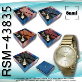 SAMI Conjunto para Señora Reloj Malla Mate, Bolso Pequeño y Llavero - SAMI