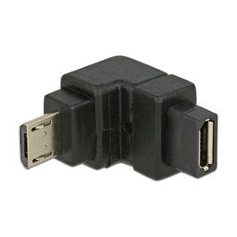 DeLOCK Adaptador USB 2.0 Micro-B Macho a Hembra Angulado Abajo Negro
