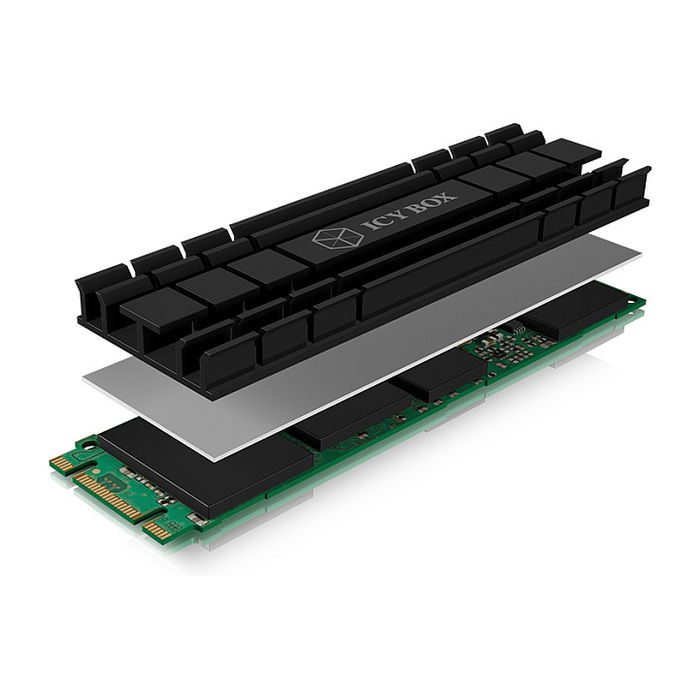 ICY BOX IB-M2HS-701 Disipador Térmico / Radiador para SSD M.2 2280 NVMe, Negro, Compatible con PS5