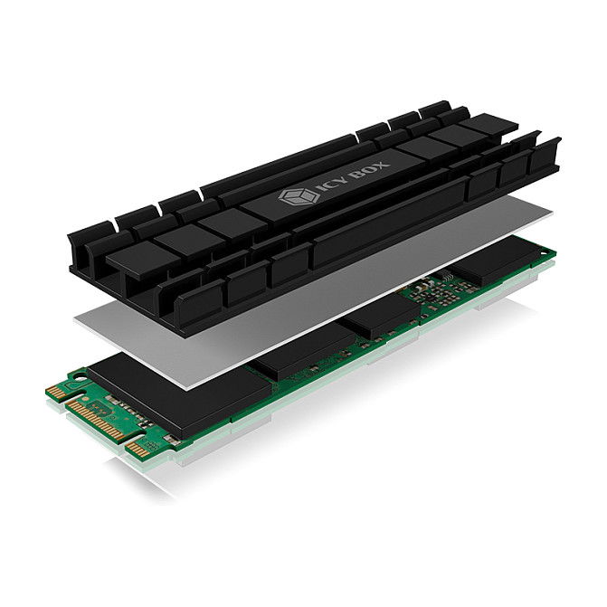 ICY BOX IB-M2HS-701 Disipador Térmico / Radiador para SSD M.2 2280 NVMe, Negro, Compatible con PS5