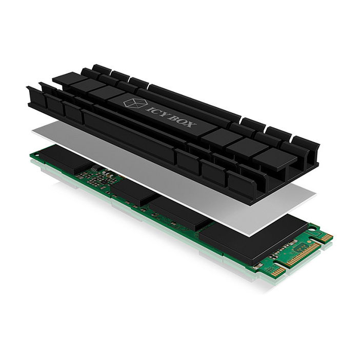 ICY BOX IB-M2HS-701 Disipador Térmico / Radiador para SSD M.2 2280 NVMe, Negro, Compatible con PS5