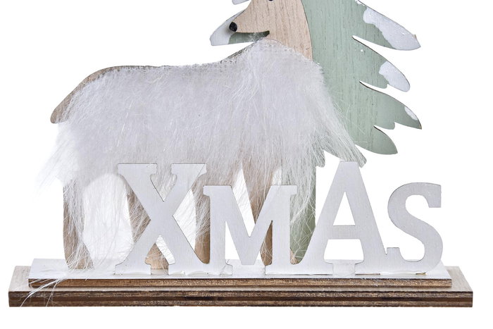 DKD Home Decor Decoración Navidad Alpina Blanco Beige MDF Poliéster Reno 4.5 x 16 x 15.6 cm (12 Unidades)