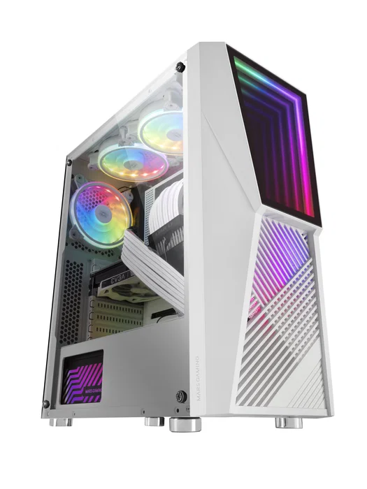 Mars Gaming Caja Ordenador MC777W Blanco Semitorre ATX Cristal Templado RGB