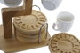 DKD Home Decor Set de 6 Tazas de Porcelana y Bambú Blanco 18 x 18 x 22 cm Aptas para Horno y Microondas