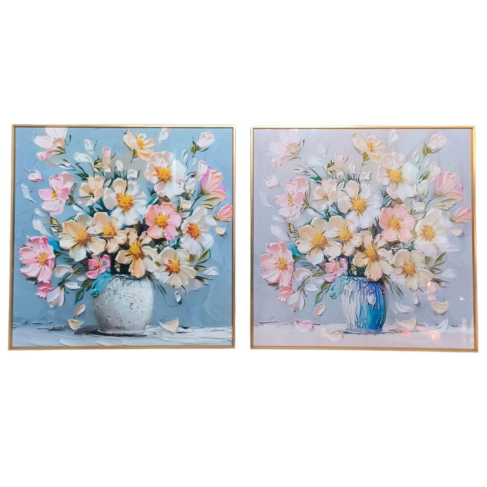 DKD Home Decor Cuadro Aluminio y MDF de Florero, Pack de 2 unidades