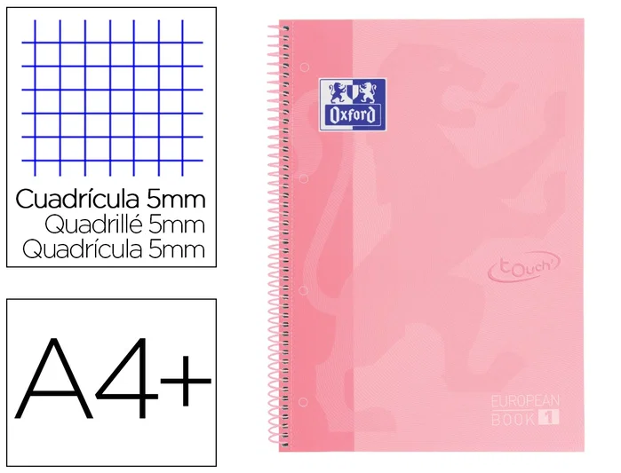 Oxford Europeanbook 1 Touch Write&Erase A4+ 80 hojas 5x5mm Flamingo Pastel (Set de 5) Oxford Europeanbook 1 Touch Write&Erase A4+ 80 hojas 5x5mm Flamingo Pastel (Set de 5)