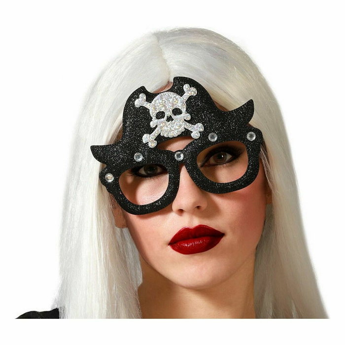Gafas Negras de Disfraz con Calavera Blanca para Halloween o Pirata Gafas Negras de Disfraz con Calavera Blanca para Halloween o Pirata