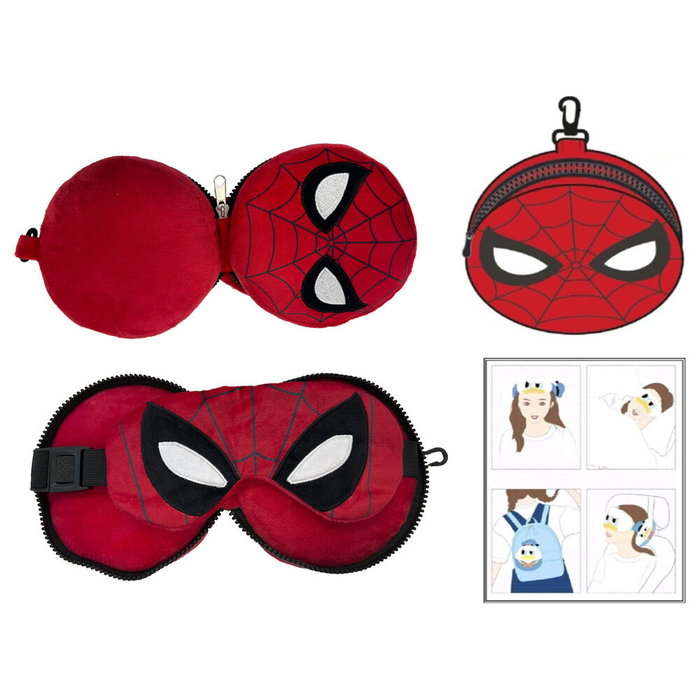MARVEL Cojín de viaje con antifaz Spiderman MARVEL Cojín de viaje con antifaz Spiderman