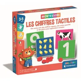 Clementoni CLE8005125527960 Montessori Números Táctiles Juego Educativo Aprendizaje Números 10 Cartas A Partir de 3 Años