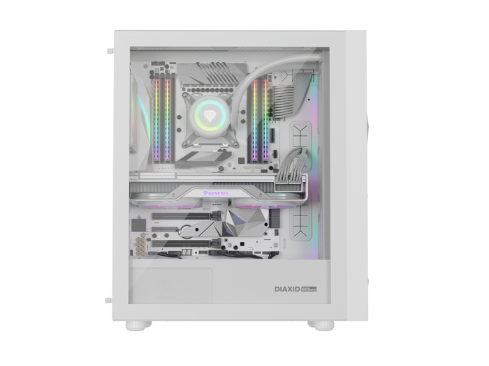 GENESIS Diaxid 605 ARGB Torre Midi Blanco Compatible con ATX, Micro ATX, Mini-ITX y Refrigeración Líquida