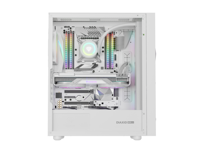 GENESIS Diaxid 605 ARGB Torre Midi Blanco Compatible con ATX, Micro ATX, Mini-ITX y Refrigeración Líquida