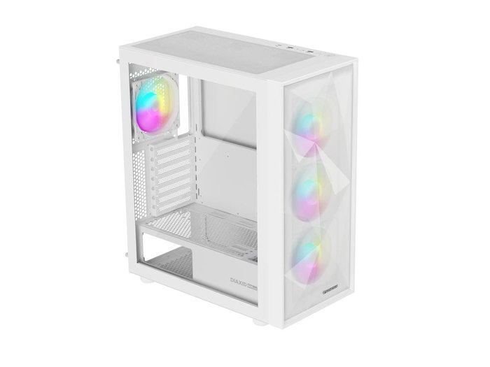 Genesis Diaxid 605 Caja Midi Tower ATX, Micro-ATX, Mini-ITX, Panel Frontal Malla, Panel Lateral Cristal Templado, Color Blanco
