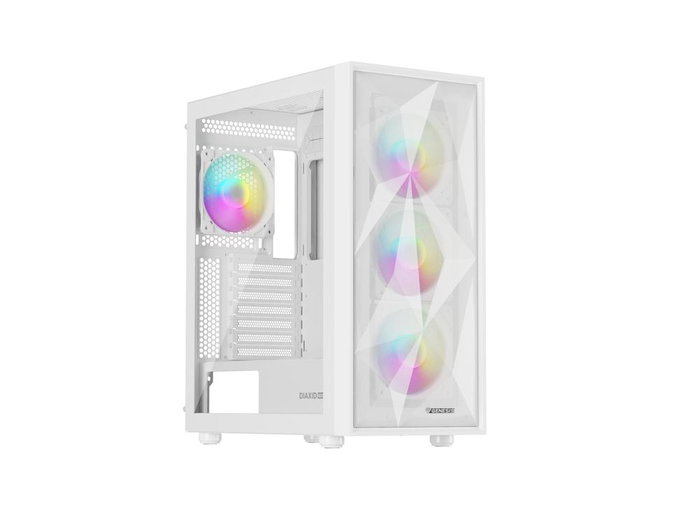 Genesis Diaxid 605 Caja Midi Tower ATX, Micro-ATX, Mini-ITX, Panel Frontal Malla, Panel Lateral Cristal Templado, Color Blanco