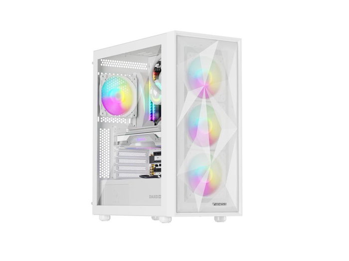 Genesis Diaxid 605 Caja Midi Tower ATX, Micro-ATX, Mini-ITX, Panel Frontal Malla, Panel Lateral Cristal Templado, Color Blanco