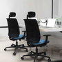 PIQUERAS Y CRESPO Silla de oficina Alares Granate y Negro, Mecanismo Sincro, sin ruedas