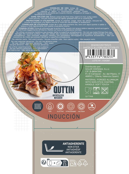 Inde Quttin Sartén Aluminio Forjado Inducción Tuttifrutti (6 Unidades) 22 cm Inde Quttin Sartén Aluminio Forjado Inducción Tuttifrutti (6 Unidades) 22 cm