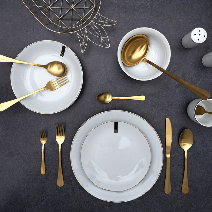 Home Deco Factory Plato Hondo Lounge Con Ribete Dorado 21cm Home Deco Factory Plato Hondo Lounge Con Ribete Dorado 21cm