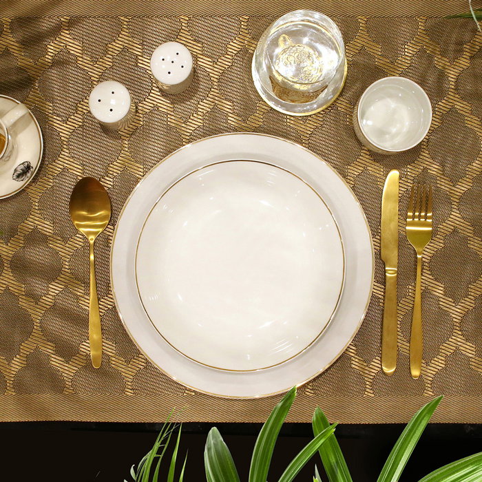 Home Deco Factory Plato Hondo Lounge Con Ribete Dorado 21cm Home Deco Factory Plato Hondo Lounge Con Ribete Dorado 21cm