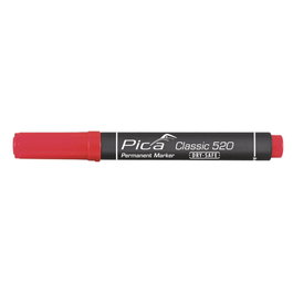 Pica Marcador Permanente Tipo Bala Rojo para Marcaje en Superficies Secas, Secado Rápido, Resistente al Agua