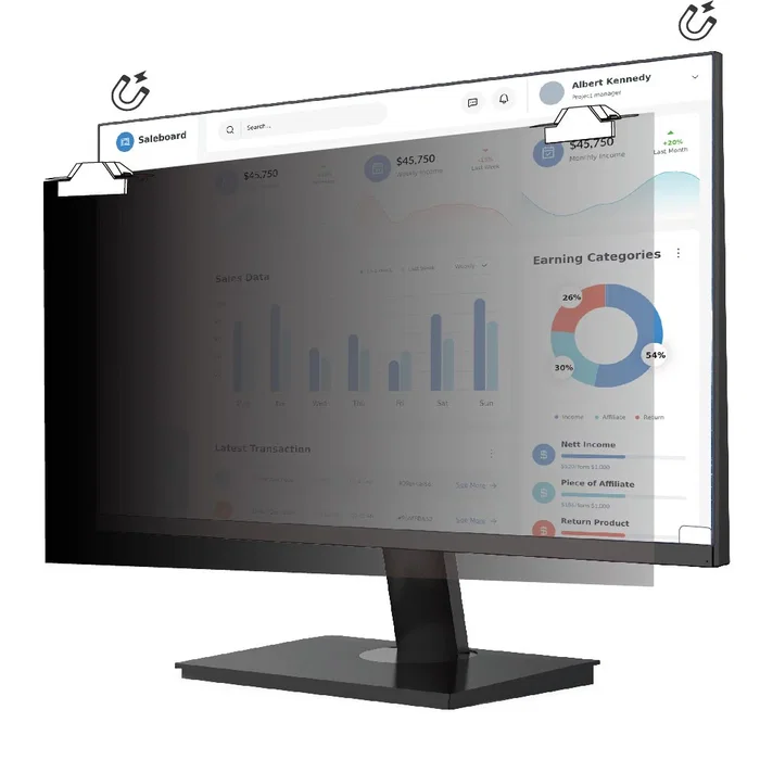 V7 PS23W9AM Filtro de Privacidad Magnético para Monitor 23" (58.4 cm) sin Marco con Reducción de Luz Azul, Antirreflejos y Reversible Brillante/Mate