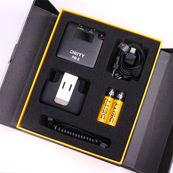 Deity PR-2 Stereo Pocket Recorder con Micrófono Lavalier en Negro Deity PR-2 Stereo Pocket Recorder con Micrófono Lavalier en Negro