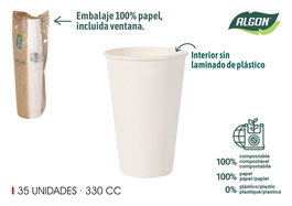 Algon Set-35 Vaso Blanco Carton 330cc 8 x 12 x 8 cm (20 Unidades)
