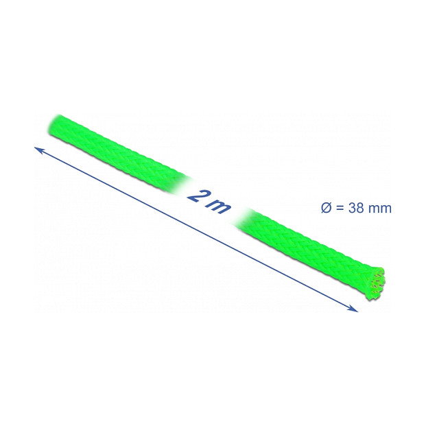 DeLOCK Funda trenzada estirable 2 m x 38 mm verde