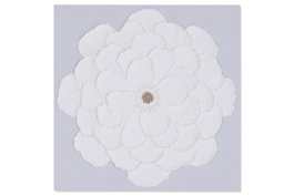 DKD Home Decor Cuadro Lienzo y Papel Mache Flor 3D Blanco 120x120x7 cm
