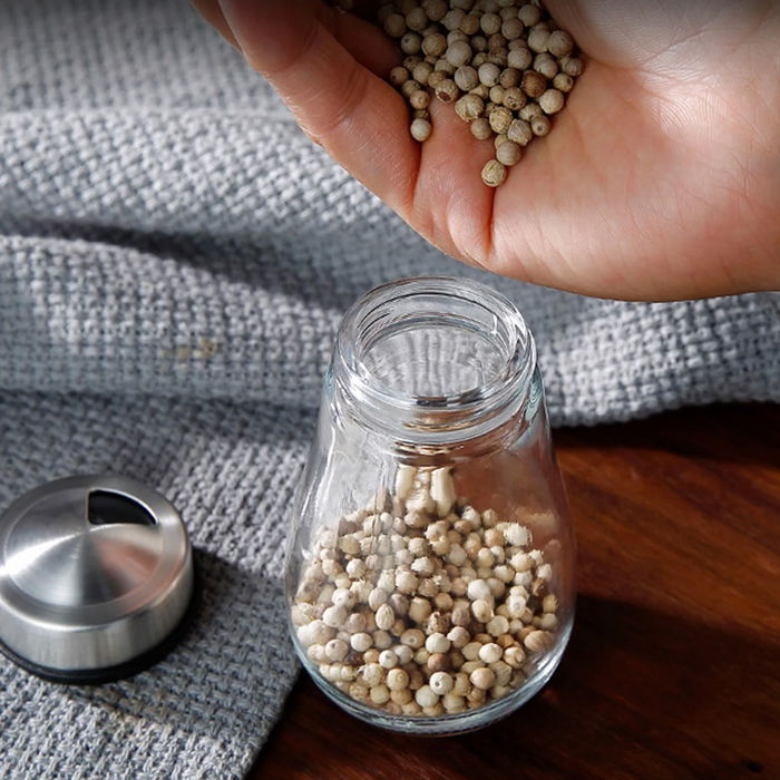 Quttin Set-6 Especieros Vidrio con Soporte 19.3 cm Ancho x 16.8 cm Alto x 19.3 cm Largo (8 Unidades)