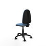 Silla de oficina Aýna con mecanismo Contacto permanente básico tapizada con Tela color Azul cielo. Equipada con Base poliamida negra, Sin brazos y Ruedas de parqué