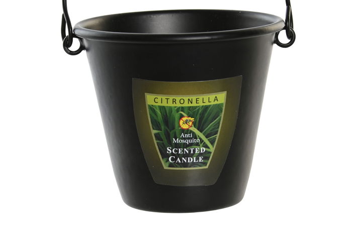 DKD Home Decor Vela Citronella Antimosquitos Negro Amarillo Metal Cera Parafina 7.5 x 7.5 x 7 cm