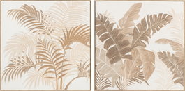 DKD Home Decor Cuadro Lienzo Hojas Palmera Surtido de 2