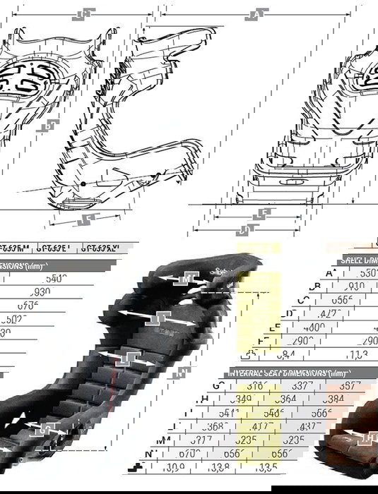 Sabelt Asiento de Competición GT-635 Fibra de Carbono FIA 8862-2009 Talla L para Sistema de Correderas