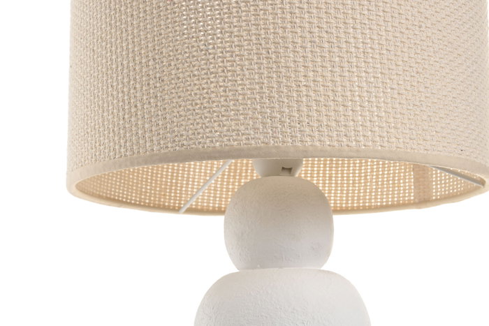 DKD Home Decor Lámpara de Sobremesa de Cerámica y Poliéster Blanca