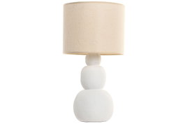 DKD Home Decor Lámpara de Sobremesa de Cerámica y Poliéster Blanca