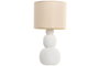 DKD Home Decor Lámpara de Sobremesa de Cerámica y Poliéster Blanca