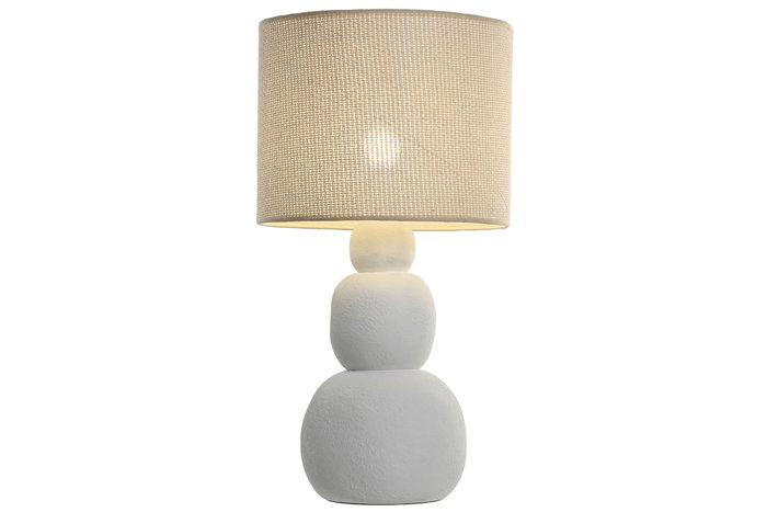 DKD Home Decor Lámpara de Sobremesa de Cerámica y Poliéster Blanca