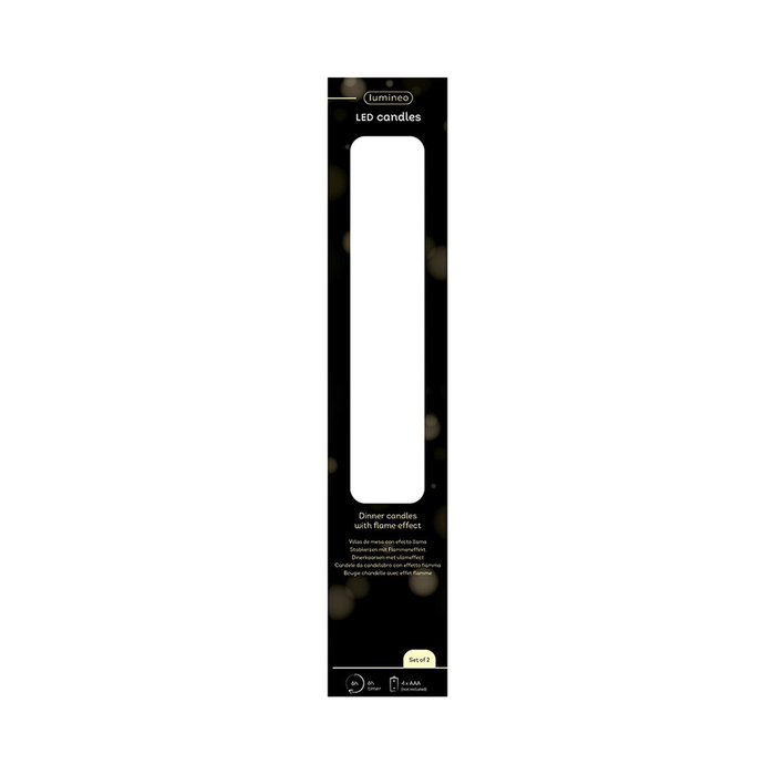 Lumineo Vela de Cera LED Efecto Llama Gris, ø2 x 24,5 cm, 2 uds Lumineo Vela de Cera LED Efecto Llama Gris, ø2 x 24,5 cm, 2 uds