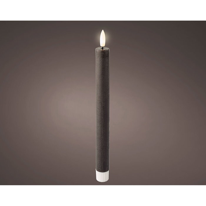 Lumineo Vela de Cera LED Efecto Llama Gris, ø2 x 24,5 cm, 2 uds Lumineo Vela de Cera LED Efecto Llama Gris, ø2 x 24,5 cm, 2 uds