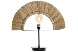 DKD Home Decor Lámpara Sobremesa Colonial Yute Hierro Natural Negro 17 x 52 x 57 cm