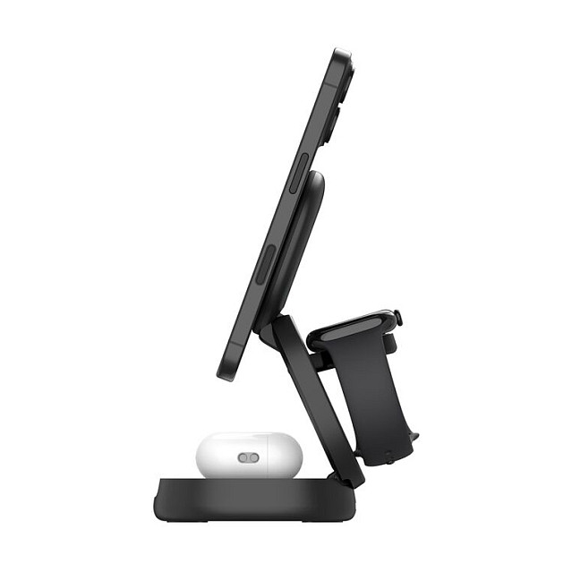 Belkin WIZ034kqBK Boost Charge Cargador 3-en-1 MagSafe Plegable Inalambrico Qi2 15W, Negro, Carga Rapida para iPhone, AirPods, Apple Watch, Pixel, Galaxy