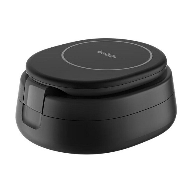 Belkin WIZ034kqBK Boost Charge Cargador 3-en-1 MagSafe Plegable Inalambrico Qi2 15W, Negro, Carga Rapida para iPhone, AirPods, Apple Watch, Pixel, Galaxy
