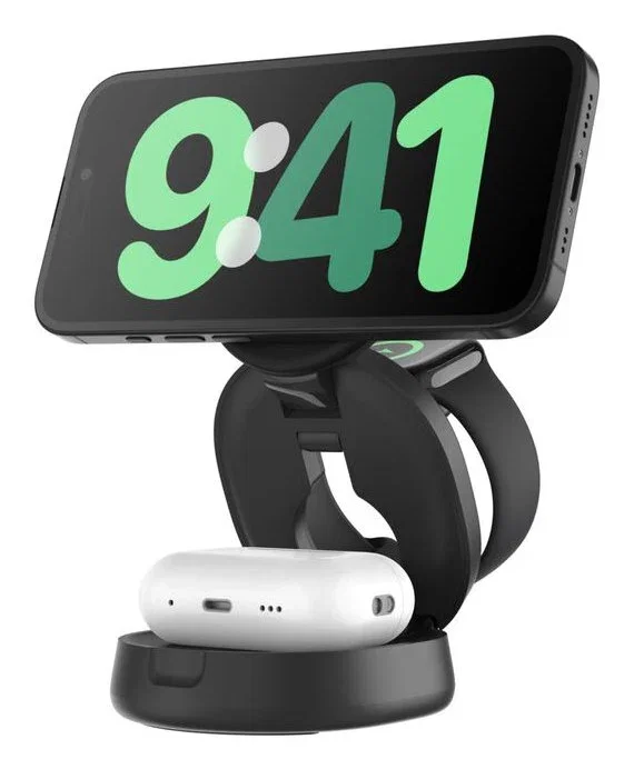 Belkin WIZ034kqBK, Cargador plegable magnético inalámbrico 3-en-1 Boost Charge con tecnología Qi2, para iPhone, Apple Watch, AirPods
