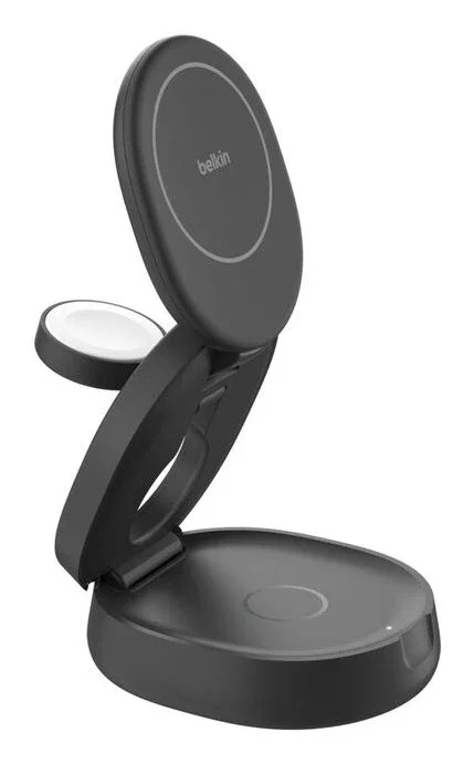 Belkin WIZ034kqBK, Cargador plegable magnético inalámbrico 3-en-1 Boost Charge con tecnología Qi2, para iPhone, Apple Watch, AirPods