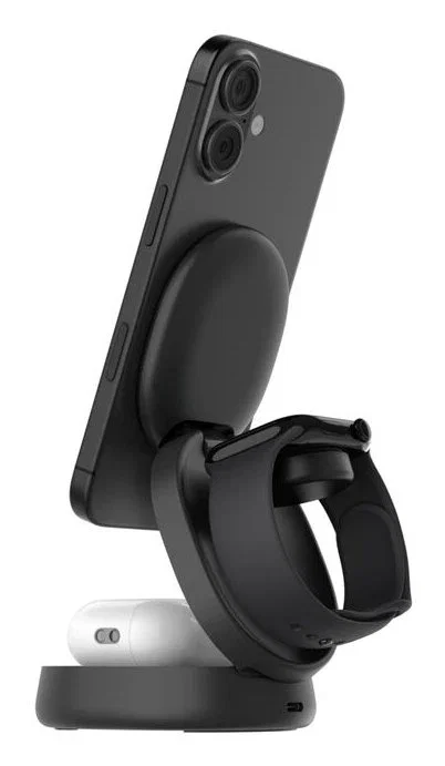 Belkin WIZ034kqBK, Cargador plegable magnético inalámbrico 3-en-1 Boost Charge con tecnología Qi2, para iPhone, Apple Watch, AirPods