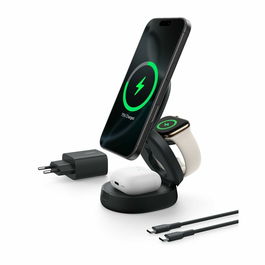 Belkin WIZ034kqBK, Cargador plegable magnético inalámbrico 3-en-1 Boost Charge con tecnología Qi2, para iPhone, Apple Watch, AirPods