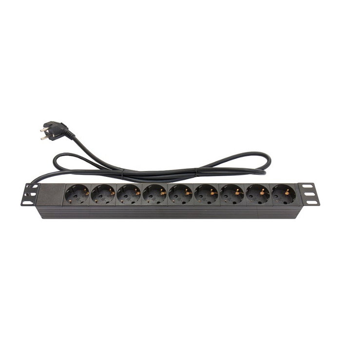 GoodConnections GC-N0077 Regleta de Potencia PDU 9 Tomas Tipo F 19 Pulgadas 1.8 m 250V 16A 3500W Negro para Rack Interior GoodConnections GC-N0077 Regleta de Potencia PDU 9 Tomas Tipo F 19 Pulgadas 1.8 m 250V 16A 3500W Negro para Rack Interior