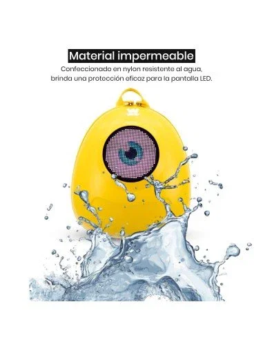 Woxter AC26-011 Mochila LED con Pantalla Bluetooth Personalizable 32x32 - Amarilla, Resistente al Agua, Unisex, Loy-Big Eye