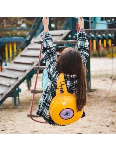 Woxter AC26-011 Mochila LED con Pantalla Bluetooth Personalizable 32x32 - Amarilla, Resistente al Agua, Unisex, Loy-Big Eye